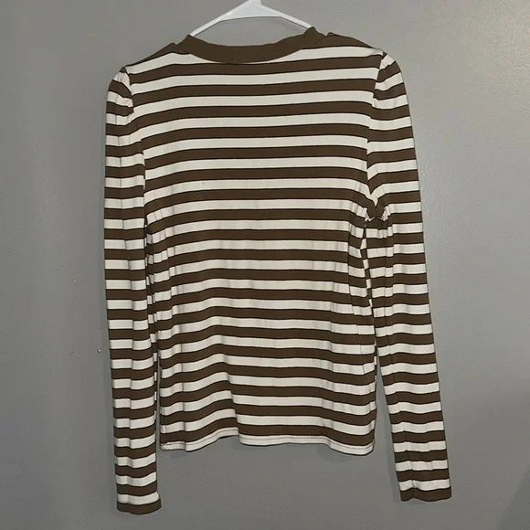 Modern Works Women’s Striped Puff Shoulder Top - Picture 6 of 6
